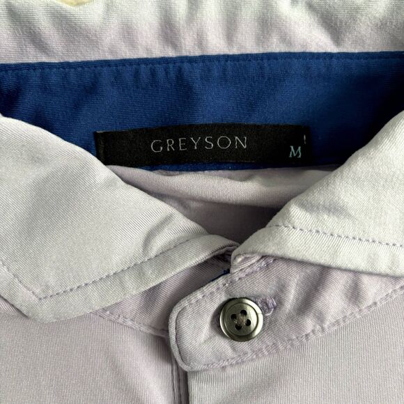 Greyson Golf Polo Shirt Mens M Light Purple Ombre Performance Stretch Wolf Logo - Picture 4 of 8